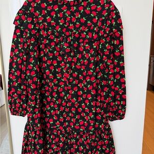 Floral Kids Dress - Black and Red